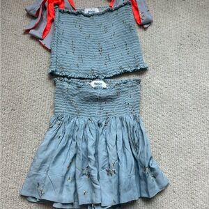 Koch Blue Smocked Top and Skirt Set